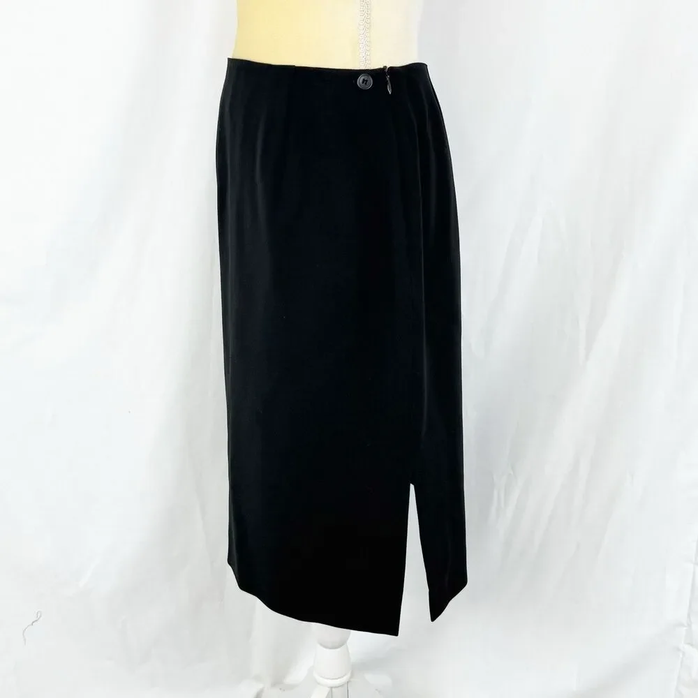 Jones New York Vintage Triacetate Pencil Straight Slit Career Skirt Size 8 Black